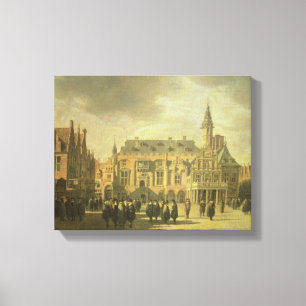 Ansicht von Rathaus im Marktplatz von Haar Leinwanddruck