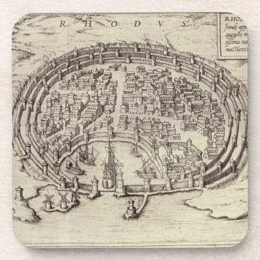 Ansicht von Rhodos, 'vom Theater der Hauptstädte Untersetzer (Vorderseite)