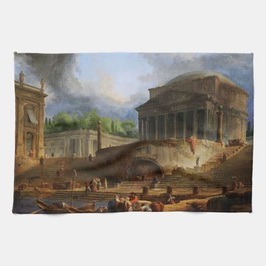 Ansicht von Ripetta von Hubert Robert Geschirrtuch (Horizontal)