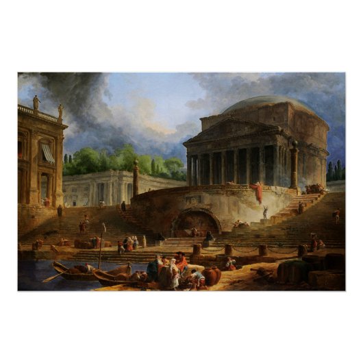 Ansicht von Ripetta von Hubert Robert Poster (Vorderseite)