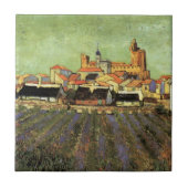 Ansicht von Saintes Maries von Vincent van Gogh Fliese (Vorderseite)