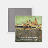 Ansicht von Saintes Maries von Vincent van Gogh Magnet (Vorderseite/Rückseite)