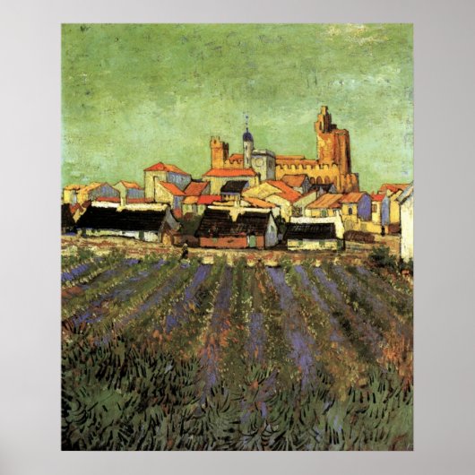 Ansicht von Saintes-Maries von Vincent van Gogh Poster (Vorne)