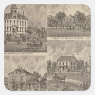 Ansicht von Sauk Rapids, Minnesota Quadratischer Aufkleber