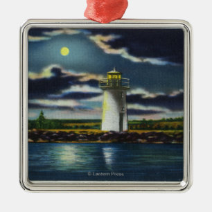 Ansicht von See Cobbosseecontee Leuchtturm nachts Ornament Aus Metall