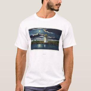 Ansicht von See Cobbosseecontee Leuchtturm nachts T-Shirt
