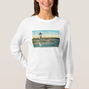 Ansicht von See Cobbosseecontee und von Leuchtturm T-Shirt
