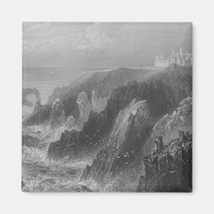 Ansicht von Slaines Schloss, nahe Peterhead Magnet