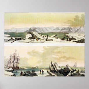 Ansicht von Spitzbergen mit "dem Dorothea" (Farben Poster