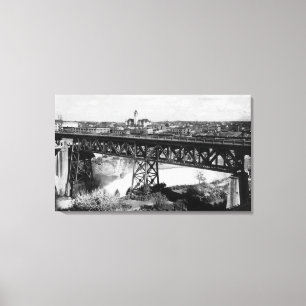 Ansicht von Spokanefällen und -brücke Leinwanddruck