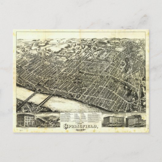 Ansicht von Springfield Massachusetts (1875) Postkarte (Vorderseite)