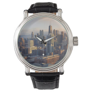 Ansicht von Stadtbild mit fantastischem Licht Armbanduhr