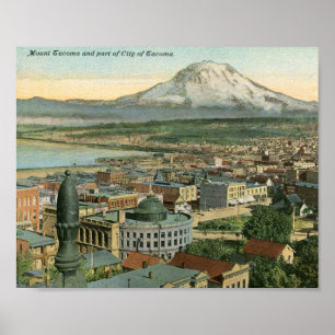 Ansicht von Tacoma, Washington 1911 Vintag Poster