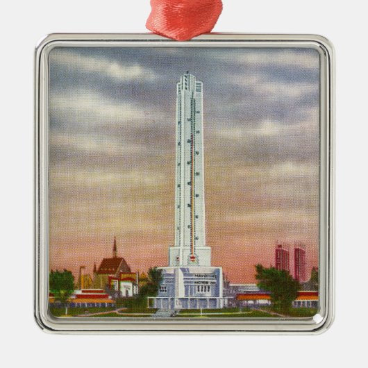 Ansicht von Texaco riesigem Thermometer Silbernes Ornament (Vorne)