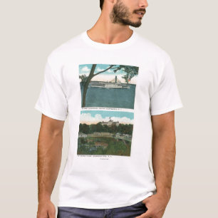 Ansicht von Ticonderoga Dampfer und von Ausable T-Shirt