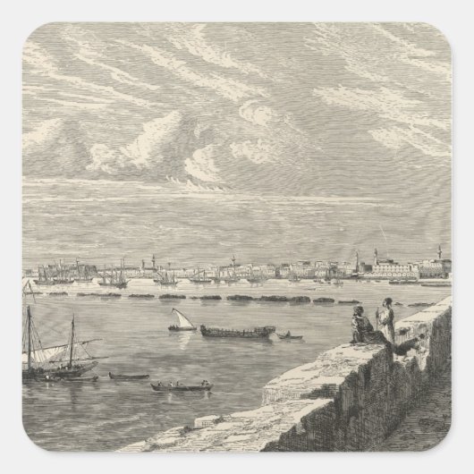 Ansicht von Tripolis Quadratischer Aufkleber (Vorderseite)