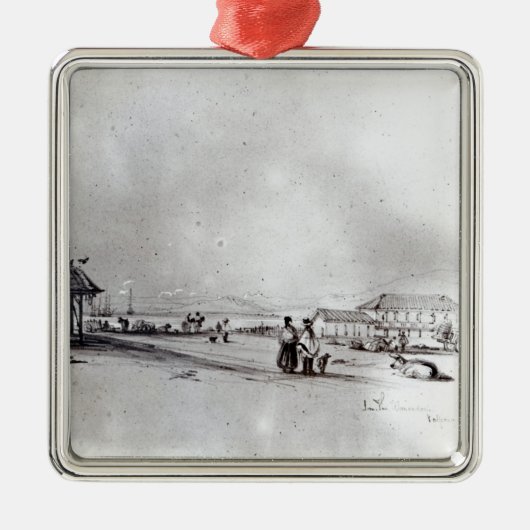 Ansicht von Valparaiso, 1834 Silbernes Ornament (Vorne)