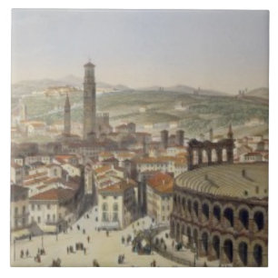 Ansicht von Verona, graviert von L. Cherbuin Fliese