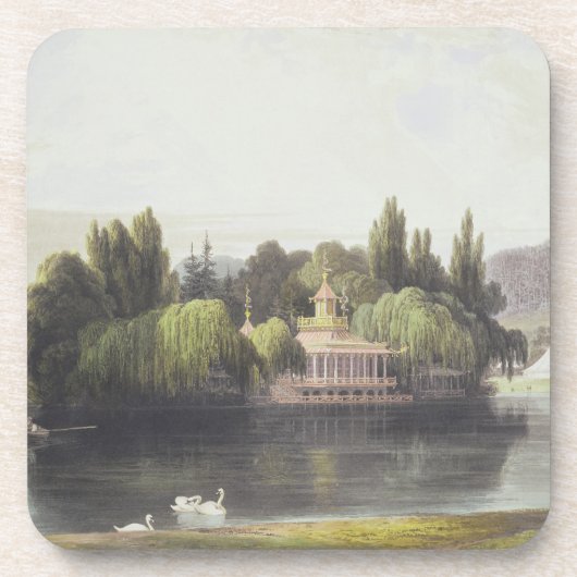 Ansicht von Virginia-Wasser mit Garten-Tempeln, Untersetzer (Vorderseite)