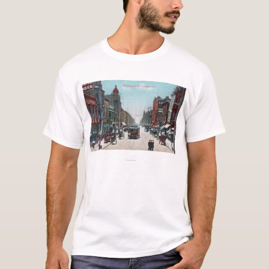 Ansicht von Washington-Straße mit Drahtseilbahnen T-Shirt (Vorderseite)