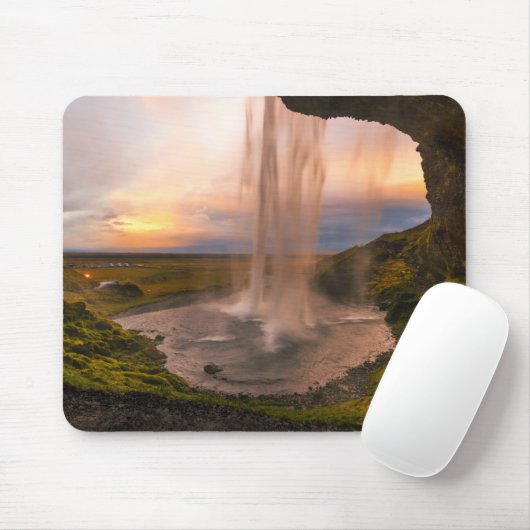Ansicht von Wasserfall Islands Seljalandsfoss Mousepad (Mit Mouse)