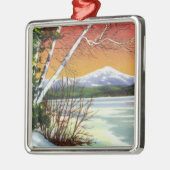 Ansicht von Whiteface Berg vom See herein Silbernes Ornament (Links)