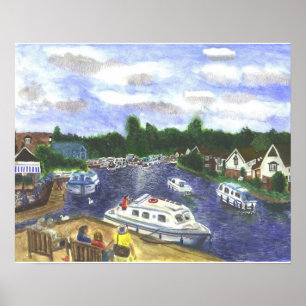 Ansicht von Wroxham Brücke Norfolk Broads Poster
