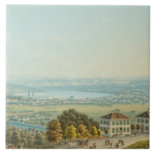 Ansicht von Zürich, c.1840 (w/c) Fliese