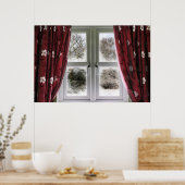Ansicht zum Fenster zur Schneeszene Poster (Küche)