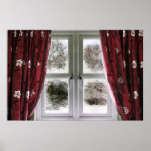 Ansicht zum Fenster zur Schneeszene Poster (Vorne)
