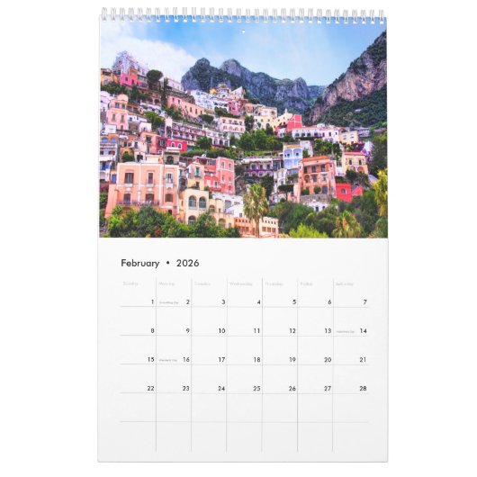 Ansichten des italienischen Mauerkalenders Kalender (Feb 2026)