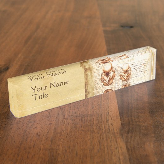 Ansichten eines Fötusses in der Geb5rmutter, Namensplakette (Seite)