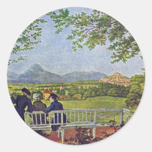 Ansichten Salzburgs von Julius Schnorr von Carolsf Runder Aufkleber