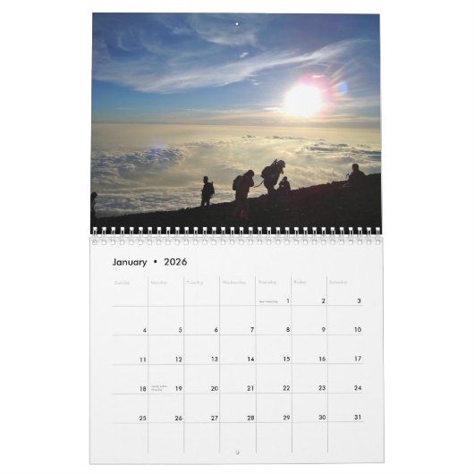 Ansichten vom Gipfel vom Fujisan, Japan Kalender (Jan 2026)