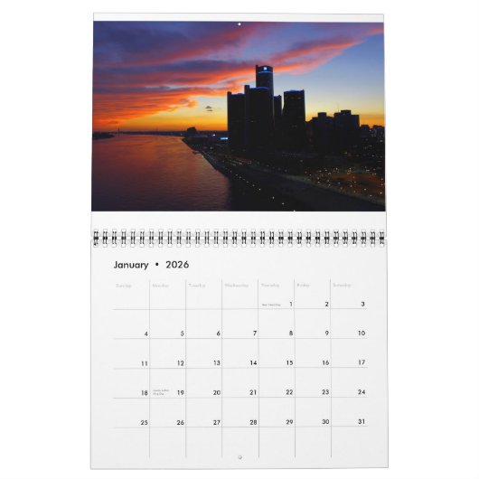Ansichten von Detroit 2020 Monatlicher Kalender (Jan 2026)