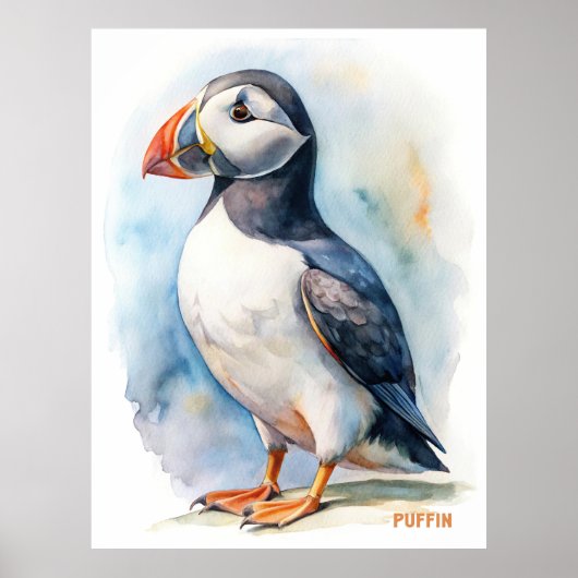 Ansichtskarte für die Aquarellmalerei von Puffin Poster (Vorne)