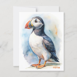 Ansichtskarte für die Aquarellmalerei von Puffin Postkarte
