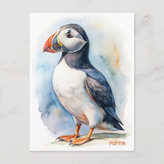 Ansichtskarte für die Aquarellmalerei von Puffin Postkarte (Vorderseite)