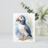 Ansichtskarte für die Aquarellmalerei von Puffin Postkarte (Stehend Vorderseite)
