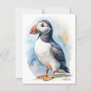 Ansichtskarte für die Aquarellmalerei von Puffin Postkarte