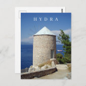 Ansichtskarte für Windmühle auf der Insel Hydra Postkarte (Vorne/Hinten)
