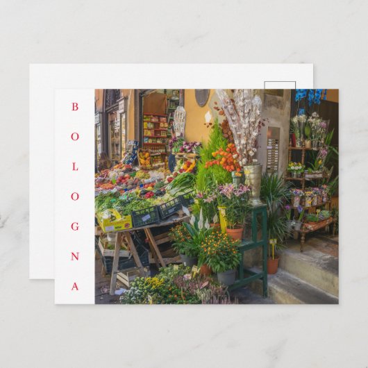 Ansichtskarte zum Bologna-Obst- und Gemüseladen Postkarte (Vorne/Hinten)