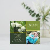 Ansichtskarten für elegantes grün Save the Date Fo Ankündigungspostkarte (Stehend Vorderseite)