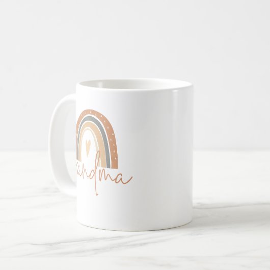 ANSLEY Boho Burnt Orange Rainbow Heart Grandma Kaffeetasse (Vorderseite Links)