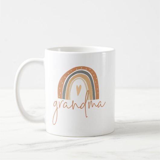 ANSLEY Boho Burnt Orange Rainbow Heart Grandma Kaffeetasse (Links)