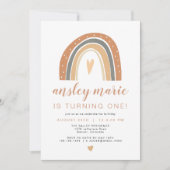 ANSLEY | Boho Burnt Orange Rust Rainbow Birthday Einladung (Vorderseite)