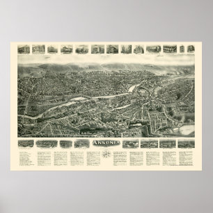 Ansonia, CT Panoramic Karte - 1921 Poster