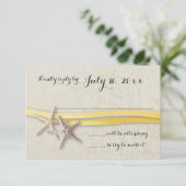 Ansprechen von Starfish und Ribbon Yellow Beach RSVP Karte (Stehend Vorderseite)