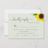 Ansprechkarte für die grün-rustikale Sonnenblume U RSVP Karte (Vorderseite)