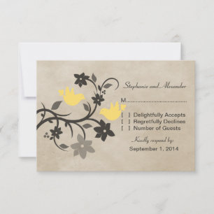 Ansprechkarte für Gelbe Blutfröhrenlovebire RSVP Karte